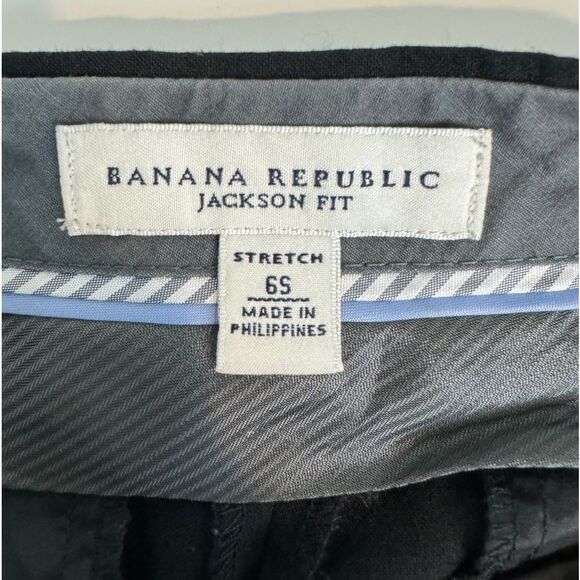 Banana Republic Jackson Fit Black Wool Blend Cropped Trouser Pants 6 Short - Picture 3 of 8